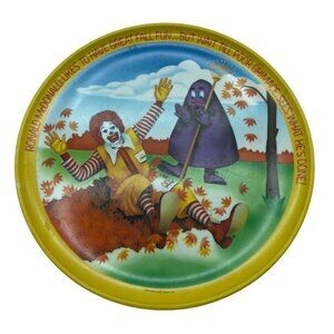 McDonalds Plate 10 inches round Yellow Red Plastic Ronald Fall